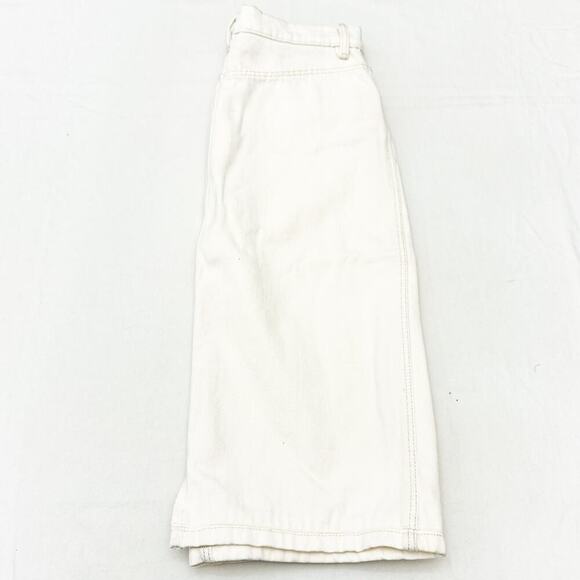 Zara Off White Midi Length Below The Knee Denim Jean Skirt Cream Size L - Picture 4 of 4
